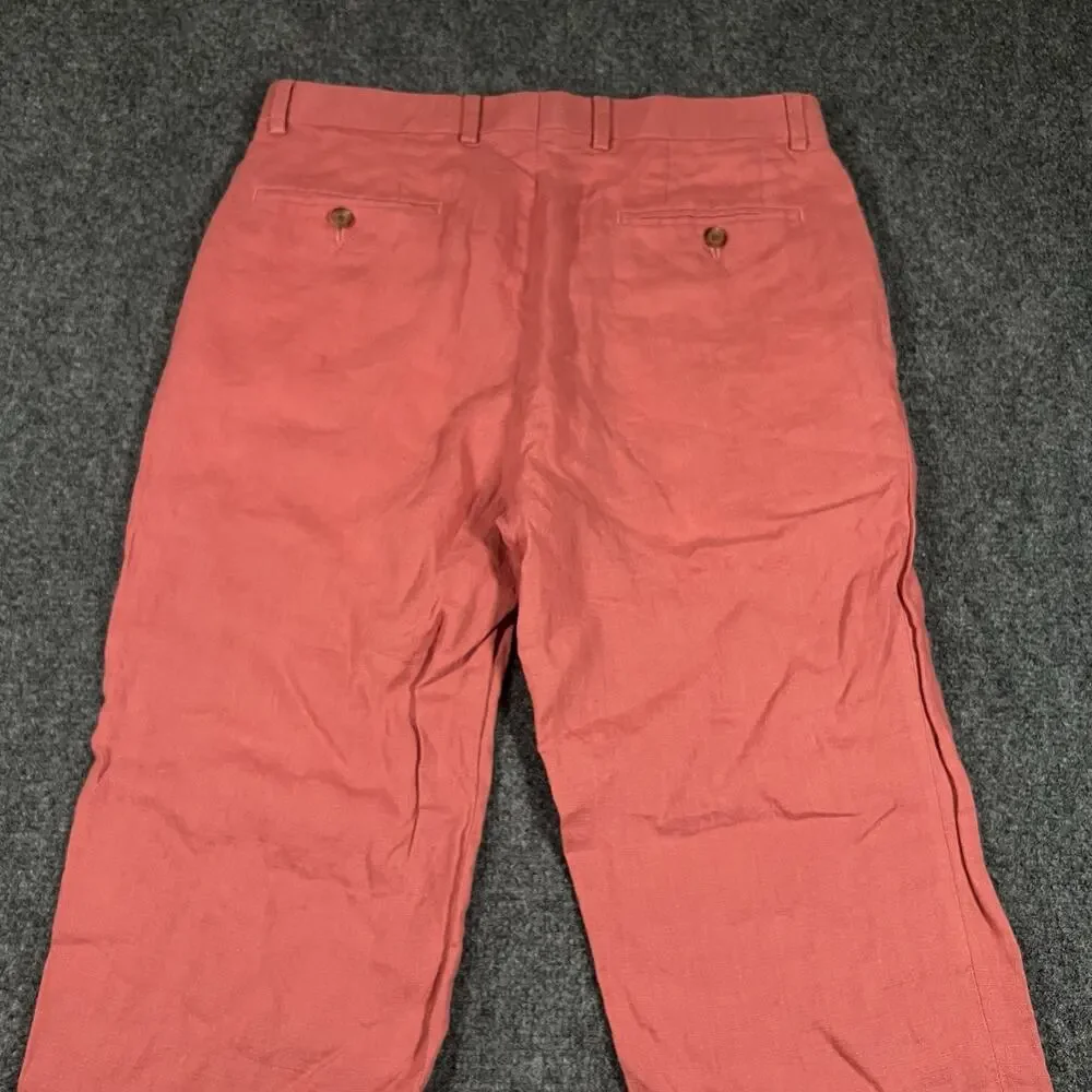 Ralph Lauren 100% Linen Straight Pants Mens 32x31 Salmon Red Pink Chino Trousers